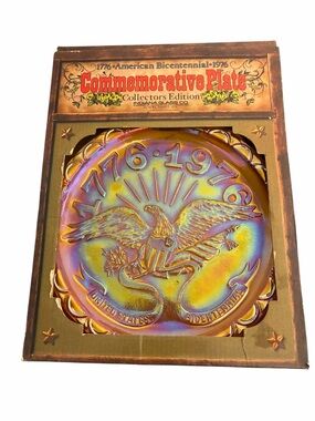 Indiana Glass 1776-1976 American Bicentennial Gold Carnival Glass Eagle Plate